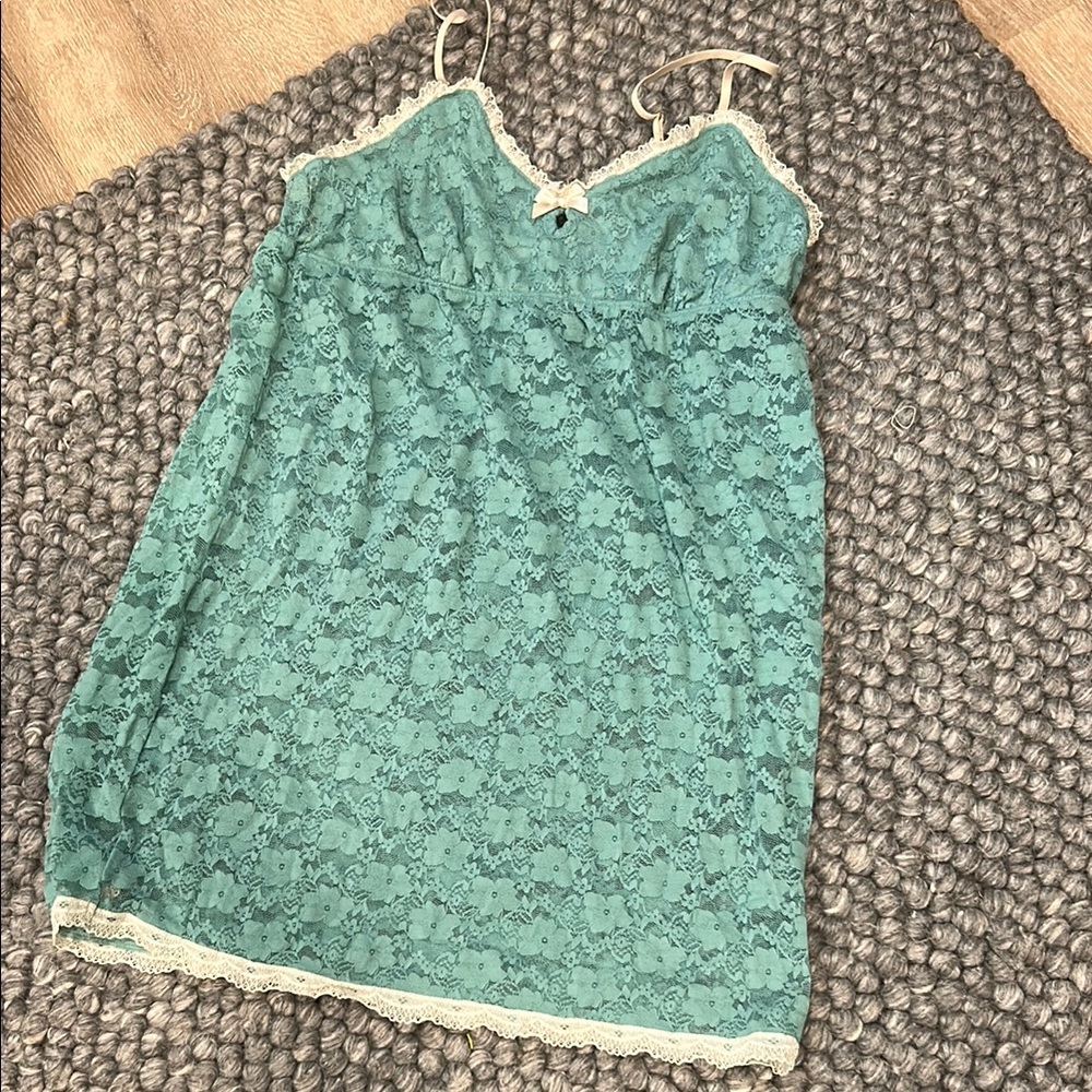 Steve Vintage Teal Lace Slip Dress Size Medium